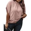image:imageSOLY HUX Womens Plus Size Dressy Casual Shirts Swiss Dots Mock Neck Blouse Half Sleeve Tie Back Business Work TopsSolid Dusty Pink