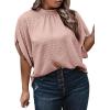 image:imageSOLY HUX Womens Plus Size Dressy Casual Shirts Swiss Dots Mock Neck Blouse Half Sleeve Tie Back Business Work TopsSolid Dusty Pink