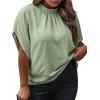 image:imageSOLY HUX Womens Plus Size Dressy Casual Shirts Swiss Dots Mock Neck Blouse Half Sleeve Tie Back Business Work TopsSolid Green