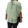 image:imageSOLY HUX Womens Plus Size Dressy Casual Shirts Swiss Dots Mock Neck Blouse Half Sleeve Tie Back Business Work TopsSolid Green