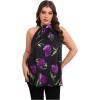 image:imageSOLY HUX Womens Plus Size Floral Halter Tank Top Sleeveless Flowy Summer Going Out ShirtsBlack and Purple Printed