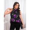 image:imageSOLY HUX Womens Plus Size Floral Halter Tank Top Sleeveless Flowy Summer Going Out ShirtsBlack and Purple Printed