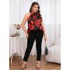 image:imageSOLY HUX Womens Plus Size Floral Halter Tank Top Sleeveless Flowy Summer Going Out ShirtsBlack and Red Floral
