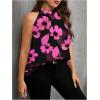 image:imageSOLY HUX Womens Plus Size Floral Halter Tank Top Sleeveless Flowy Summer Going Out ShirtsHot Pink Floral