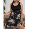 image:imageSOLY HUX Womens Plus Size Floral Tank Dress Sleeveless Square Neck A Line Flowy Belted Summer Short DressesBlack Floral