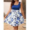 image:imageSOLY HUX Womens Plus Size Floral Tank Dress Sleeveless Square Neck A Line Flowy Belted Summer Short DressesBlue Floral