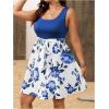 image:imageSOLY HUX Womens Plus Size Floral Tank Dress Sleeveless Square Neck A Line Flowy Belted Summer Short DressesBlue Floral