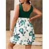 image:imageSOLY HUX Womens Plus Size Floral Tank Dress Sleeveless Square Neck A Line Flowy Belted Summer Short DressesDark Green Floral Printed