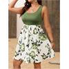 image:imageSOLY HUX Womens Plus Size Floral Tank Dress Sleeveless Square Neck A Line Flowy Belted Summer Short DressesGreen Floral