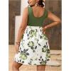 image:imageSOLY HUX Womens Plus Size Floral Tank Dress Sleeveless Square Neck A Line Flowy Belted Summer Short DressesGreen Floral