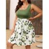 image:imageSOLY HUX Womens Plus Size Floral Tank Dress Sleeveless Square Neck A Line Flowy Belted Summer Short DressesGreen Floral
