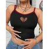 image:imageSOLY HUX Womens Plus Size Goth Cami Crop Tops Contrast Mesh Spaghetti Strap Summer TopBlack Heart