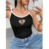 image:imageSOLY HUX Womens Plus Size Goth Cami Crop Tops Contrast Mesh Spaghetti Strap Summer TopBlack and White Heart