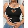 image:imageSOLY HUX Womens Plus Size Goth Cami Crop Tops Contrast Mesh Spaghetti Strap Summer TopBlack and White Heart