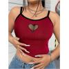 image:imageSOLY HUX Womens Plus Size Goth Cami Crop Tops Contrast Mesh Spaghetti Strap Summer TopBurgundy Heart