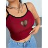 image:imageSOLY HUX Womens Plus Size Goth Cami Crop Tops Contrast Mesh Spaghetti Strap Summer TopBurgundy Heart