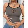 image:imageSOLY HUX Womens Plus Size Goth Cami Crop Tops Contrast Mesh Spaghetti Strap Summer TopGrey Heart