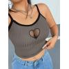 image:imageSOLY HUX Womens Plus Size Goth Cami Crop Tops Contrast Mesh Spaghetti Strap Summer TopGrey Heart