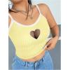 image:imageSOLY HUX Womens Plus Size Goth Cami Crop Tops Contrast Mesh Spaghetti Strap Summer TopMustard Yellow Heart