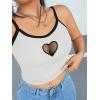 image:imageSOLY HUX Womens Plus Size Goth Cami Crop Tops Contrast Mesh Spaghetti Strap Summer TopWhite Heart