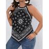 image:imageSOLY HUX Womens Plus Size Halter Tops Bandana Tank Top Tie Back Shirts Boho Casual Sleeveless Cami Tops