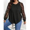 image:imageSOLY HUX Womens Plus Size Lace Long Sleeve Hoodies Hooded Sweatshirts Casual Loose Pullover TopsPure Black