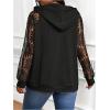 image:imageSOLY HUX Womens Plus Size Lace Long Sleeve Hoodies Hooded Sweatshirts Casual Loose Pullover TopsPure Black