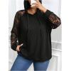 image:imageSOLY HUX Womens Plus Size Lace Long Sleeve Hoodies Hooded Sweatshirts Casual Loose Pullover TopsPure Black