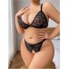 image:imageSOLY HUX Womens Plus Size Lingerie Set Lace Sheer Deep V Neck Bra and Panty Sexy UnderwearPlain Black