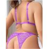 image:imageSOLY HUX Womens Plus Size Lingerie Set Lace Sheer Deep V Neck Bra and Panty Sexy UnderwearPlain Purple