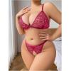 image:imageSOLY HUX Womens Plus Size Lingerie Set Lace Sheer Deep V Neck Bra and Panty Sexy UnderwearPlain Red