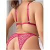 image:imageSOLY HUX Womens Plus Size Lingerie Set Lace Sheer Deep V Neck Bra and Panty Sexy UnderwearPlain Red