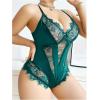 image:imageSOLY HUX Womens Plus Size Lingerie Sexy Bodysuit Lace Sheer One Piece Cami Teddy Babydoll NightwearDark Green