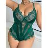 image:imageSOLY HUX Womens Plus Size Lingerie Sexy Bodysuit Lace Sheer One Piece Cami Teddy Babydoll NightwearDark Green