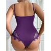 image:imageSOLY HUX Womens Plus Size Lingerie Sexy Bodysuit Lace Sheer One Piece Cami Teddy Babydoll NightwearPlain Purple