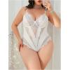 image:imageSOLY HUX Womens Plus Size Lingerie Sexy Bodysuit Lace Sheer One Piece Cami Teddy Babydoll NightwearPlain White
