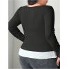 image:imageSOLY HUX Womens Plus Size Long Sleeve TShirts 2 in 1 Tie Front Fitted Tee Tops Coquette Aesthetic ClothesBlack and White