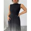 image:imageSOLY HUX Womens Plus Size Maxi Dress Ombre Mock Neck Sleeveless Pleated A Line Flowy Long DressesBlack Gradient
