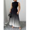 image:imageSOLY HUX Womens Plus Size Maxi Dress Ombre Mock Neck Sleeveless Pleated A Line Flowy Long DressesBlack Gradient