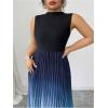 image:imageSOLY HUX Womens Plus Size Maxi Dress Ombre Mock Neck Sleeveless Pleated A Line Flowy Long DressesBlue Gradient