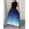 image:imageSOLY HUX Womens Plus Size Maxi Dress Ombre Mock Neck Sleeveless Pleated A Line Flowy Long DressesBlue Gradient
