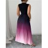 image:imageSOLY HUX Womens Plus Size Maxi Dress Ombre Mock Neck Sleeveless Pleated A Line Flowy Long DressesMulticoloured Gradient