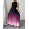 image:imageSOLY HUX Womens Plus Size Maxi Dress Ombre Mock Neck Sleeveless Pleated A Line Flowy Long DressesMulticoloured Gradient