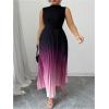 image:imageSOLY HUX Womens Plus Size Maxi Dress Ombre Mock Neck Sleeveless Pleated A Line Flowy Long DressesMulticoloured Gradient