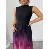 image:imageSOLY HUX Womens Plus Size Maxi Dress Ombre Mock Neck Sleeveless Pleated A Line Flowy Long DressesMulticoloured Gradient