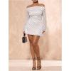 image:imageSOLY HUX Womens Plus Size Off The Shoulder Tie Dye Mini Dress Flared Long Sleeve Bodycon Party DressWhite Polka Dots