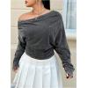 image:imageSOLY HUX Womens Plus Size Off The Shoulder Top Asymmetrical Neck Long Sleeve T Shirts Vintage StreetwearPure Black