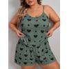 image:imageSOLY HUX Womens Plus Size Pajama Set 2 Piece Cute Heart Print Lounge Cami Top and Elastic Waist Shorts Pjs SleepwearArmy Green Heart
