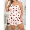 image:imageSOLY HUX Womens Plus Size Pajama Set 2 Piece Cute Heart Print Lounge Cami Top and Elastic Waist Shorts Pjs SleepwearBeige and Red Heart