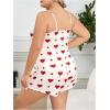 image:imageSOLY HUX Womens Plus Size Pajama Set 2 Piece Cute Heart Print Lounge Cami Top and Elastic Waist Shorts Pjs SleepwearBeige and Red Heart